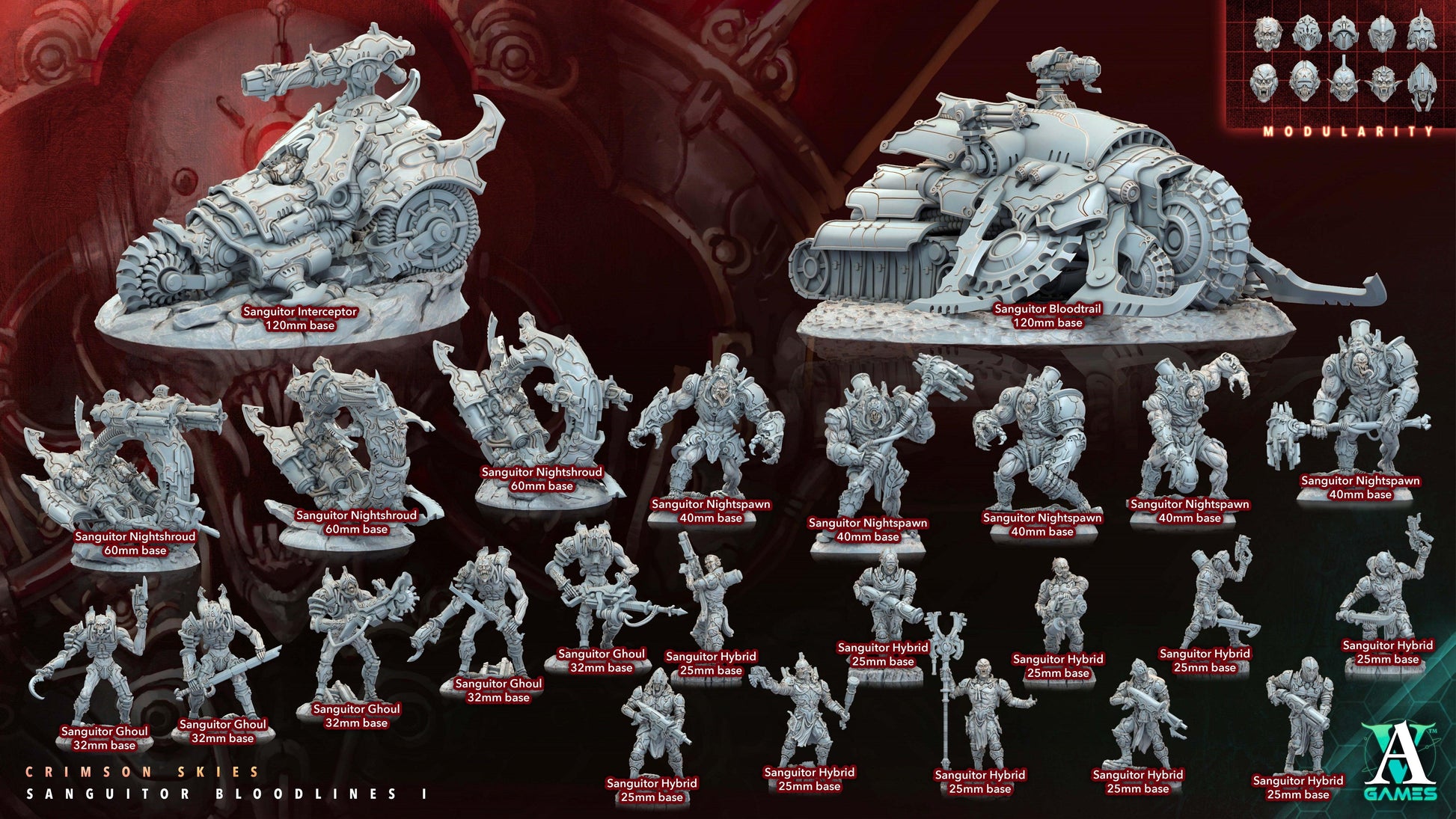 3D Printed Archvillain Games Sanguitor Nightspawn Crimson Skies - Sanguitor Bloodlines Bloodright - Anathema 28 32mm D&D - 3D Printing Boss 