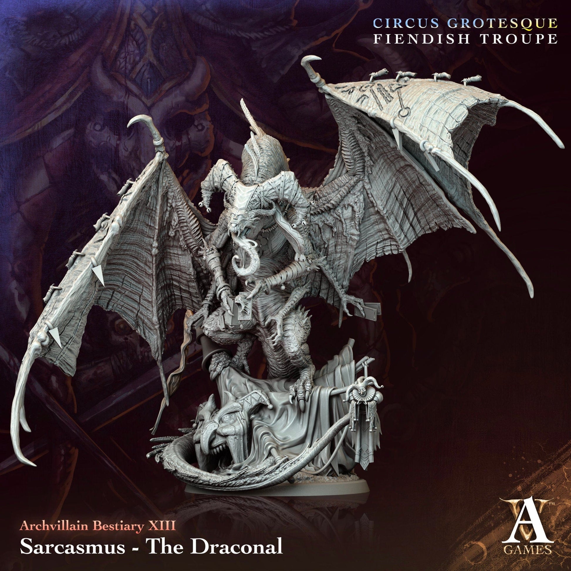 3D Printed Archvillain Games Sarcasmus The Draconal Archvillain Bestiary Vol XIII 28 32mm D&D - 3D Printing Boss 