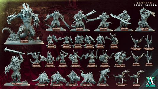 3D Printed Archvillain Games Scalebeast - Saurians Templeguard 28 32mm D&D - 3D Printing Boss 