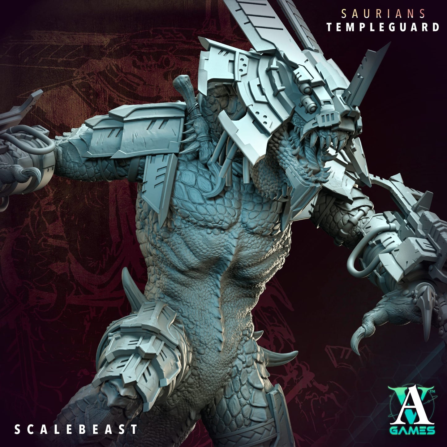 3D Printed Archvillain Games Scalebeast - Saurians Templeguard 28 32mm D&D - 3D Printing Boss 