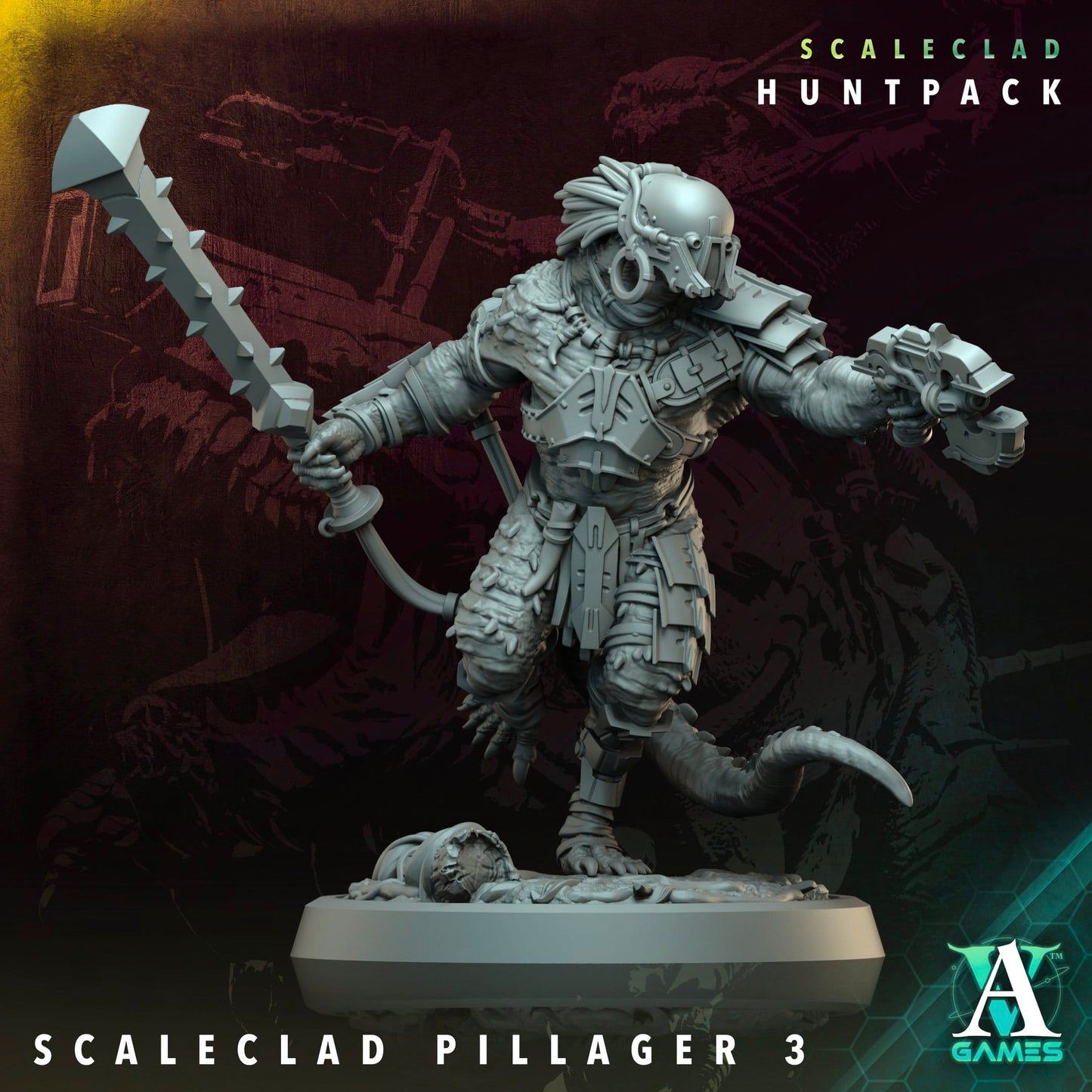 3D Printed Archvillain Games Scaleclad Pillager Scaleclad Huntpack 28 32mm D&D - 3D Printing Boss 
