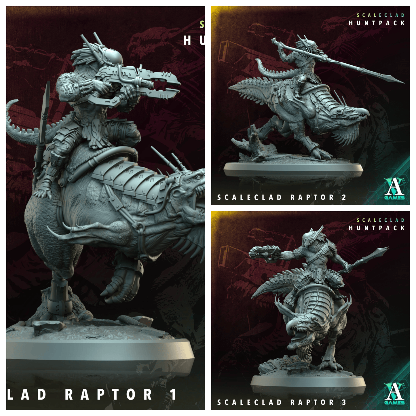 3D Printed Archvillain Games Scaleclad Raptor Scaleclad Huntpack 28 32mm D&D - 3D Printing Boss 