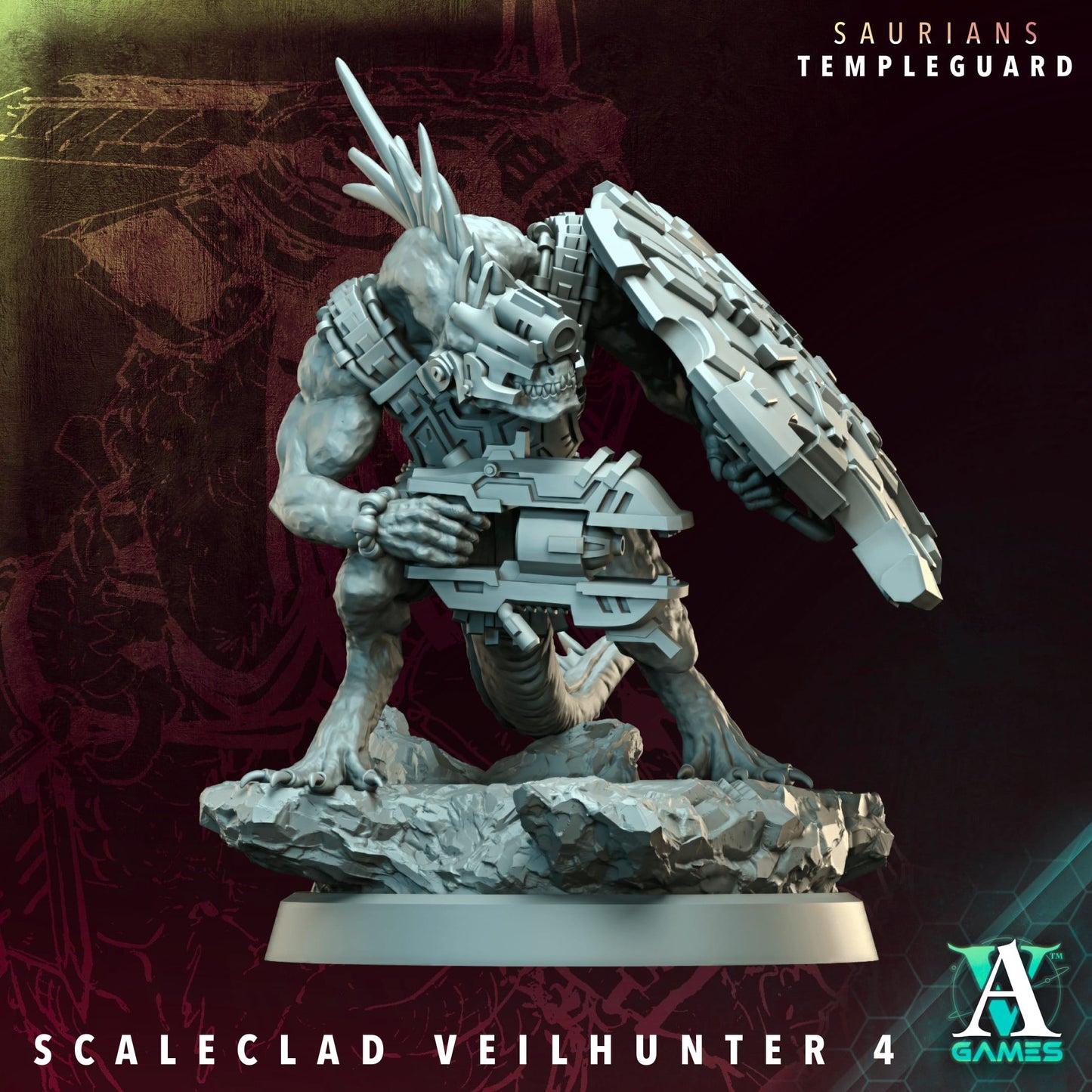 3D Printed Archvillain Games Scaleclad Veilhunter - Saurians Templeguard 28 32mm D&D - 3D Printing Boss 