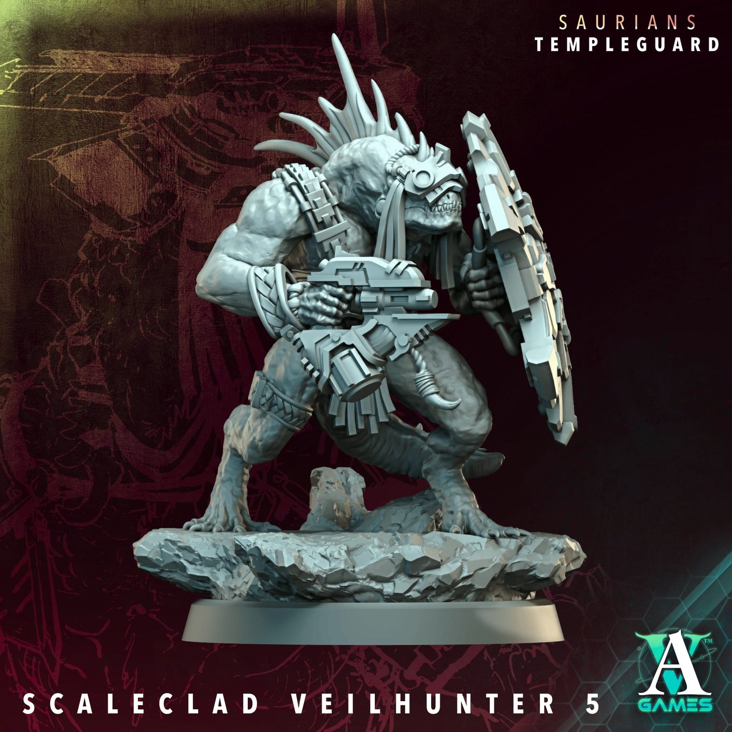 3D Printed Archvillain Games Scaleclad Veilhunter - Saurians Templeguard 28 32mm D&D - 3D Printing Boss 