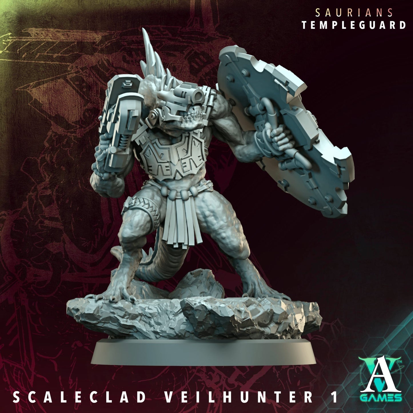 3D Printed Archvillain Games Scaleclad Veilhunter - Saurians Templeguard 28 32mm D&D - 3D Printing Boss 
