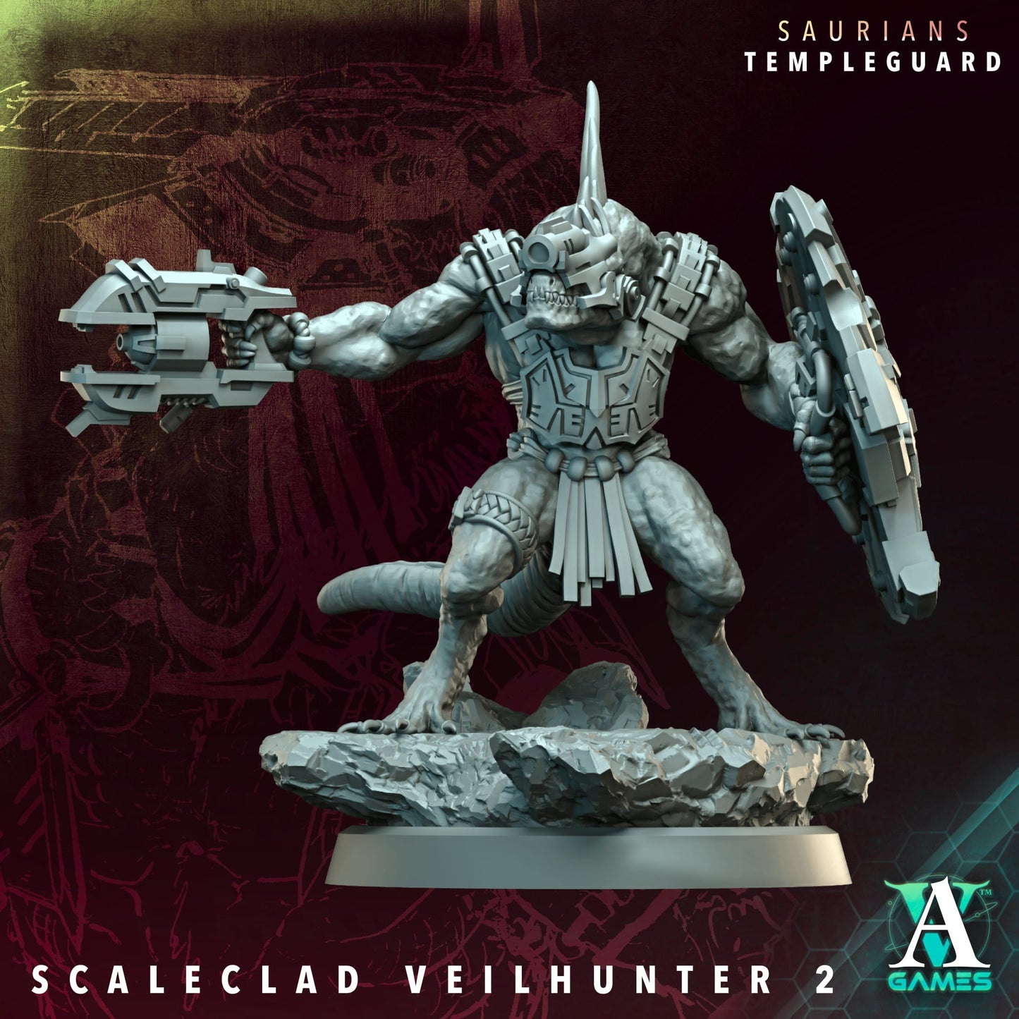3D Printed Archvillain Games Scaleclad Veilhunter - Saurians Templeguard 28 32mm D&D - 3D Printing Boss 