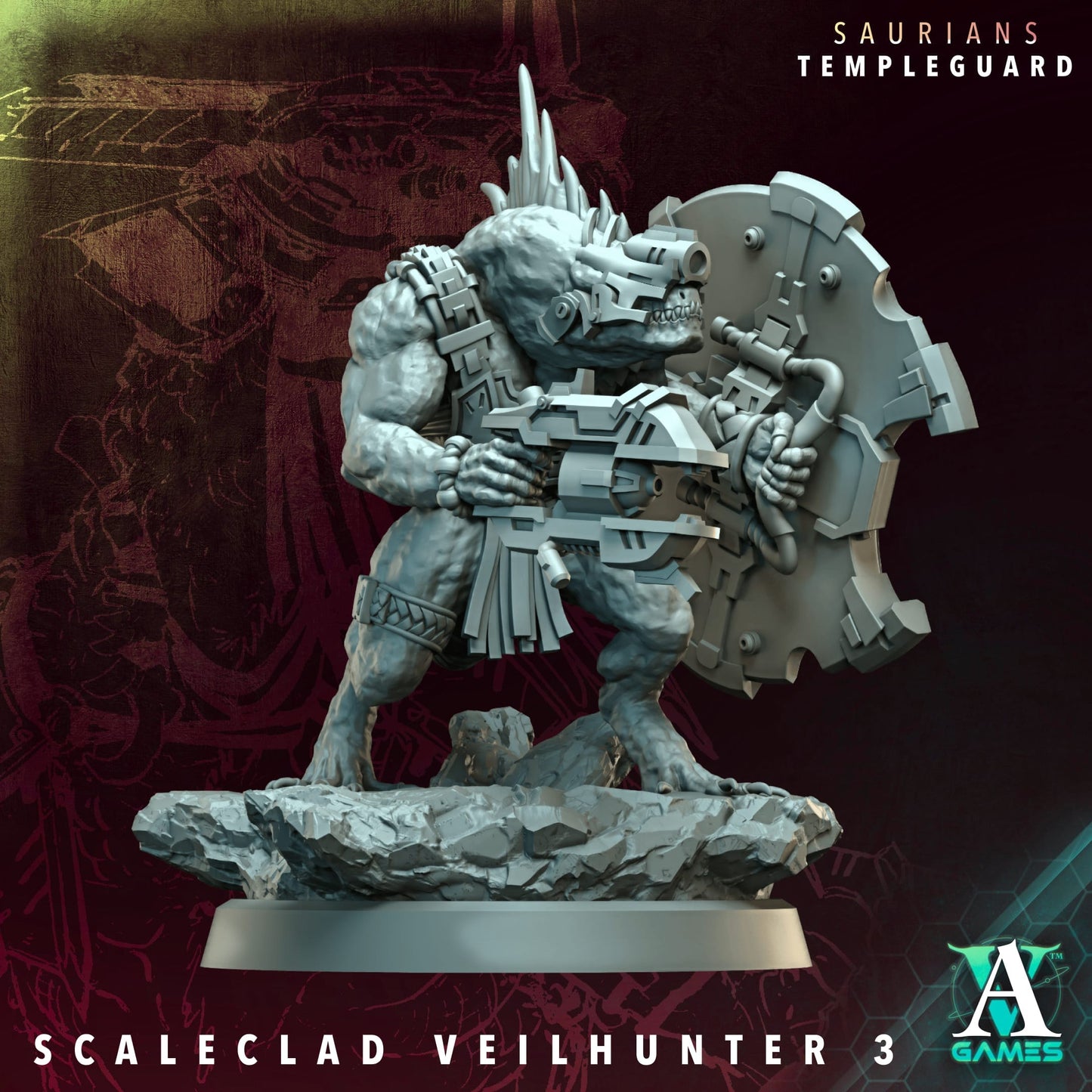 3D Printed Archvillain Games Scaleclad Veilhunter - Saurians Templeguard 28 32mm D&D - 3D Printing Boss 