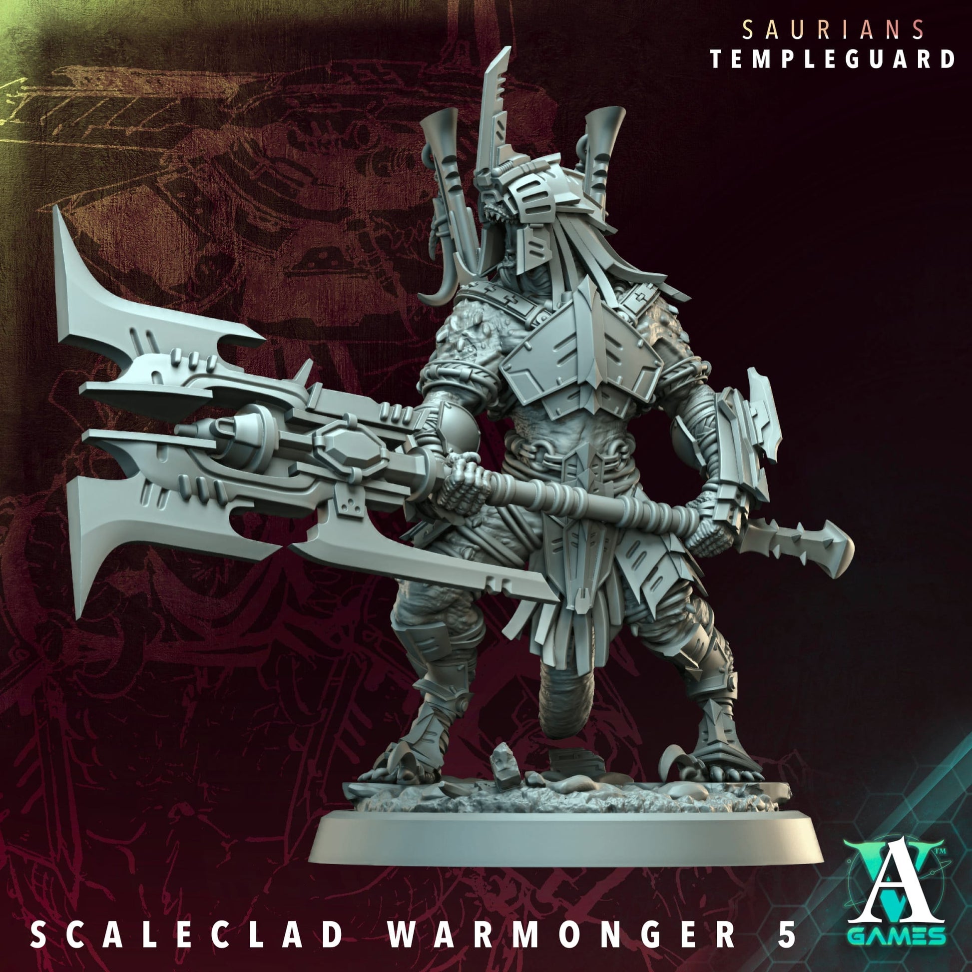 3D Printed Archvillain Games Scaleclad Warmonger - Saurians Templeguard 28 32mm D&D - 3D Printing Boss 