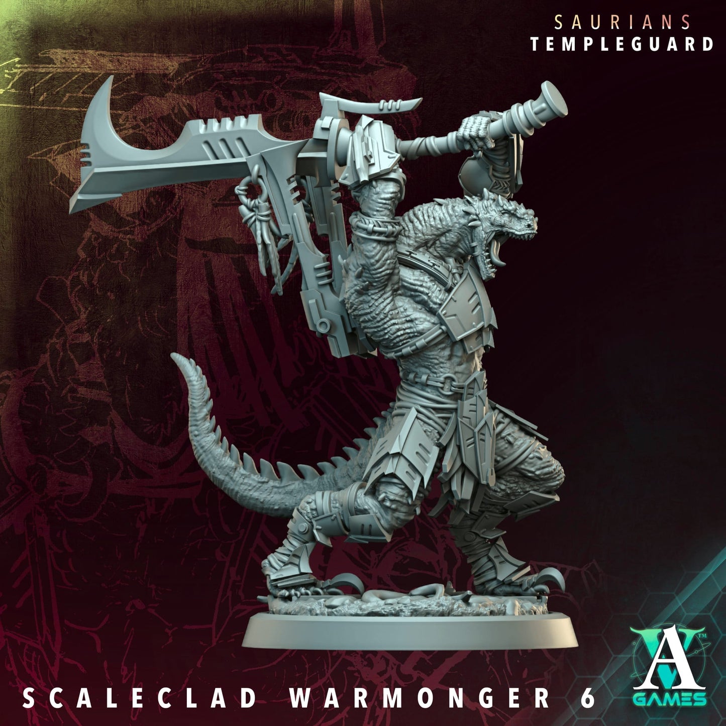 3D Printed Archvillain Games Scaleclad Warmonger - Saurians Templeguard 28 32mm D&D - 3D Printing Boss 