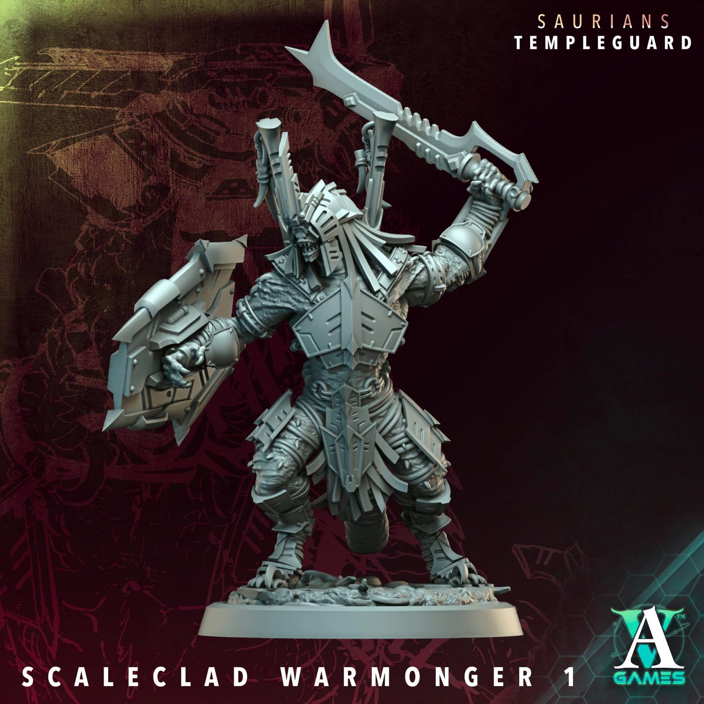 3D Printed Archvillain Games Scaleclad Warmonger - Saurians Templeguard 28 32mm D&D - 3D Printing Boss 