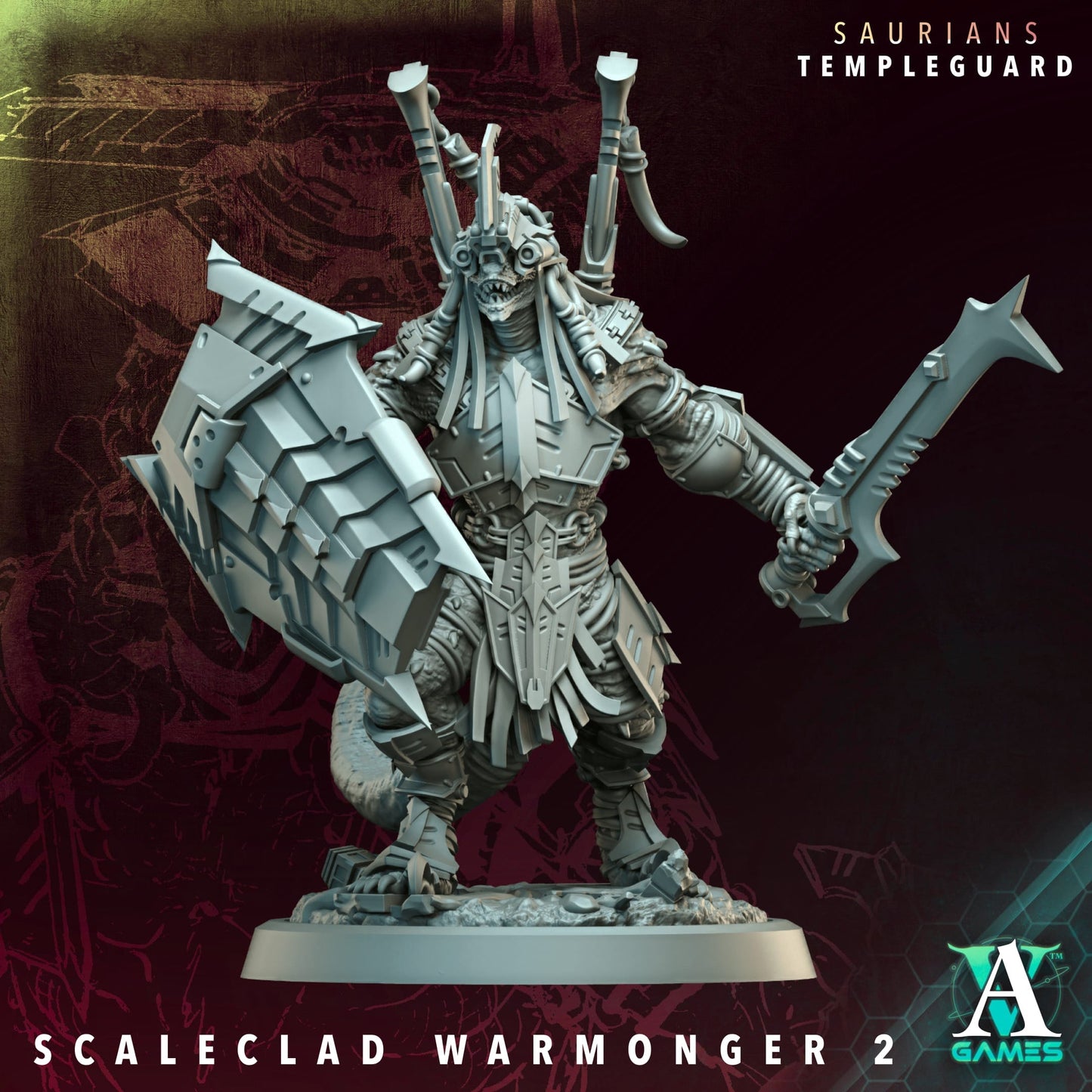 3D Printed Archvillain Games Scaleclad Warmonger - Saurians Templeguard 28 32mm D&D - 3D Printing Boss 