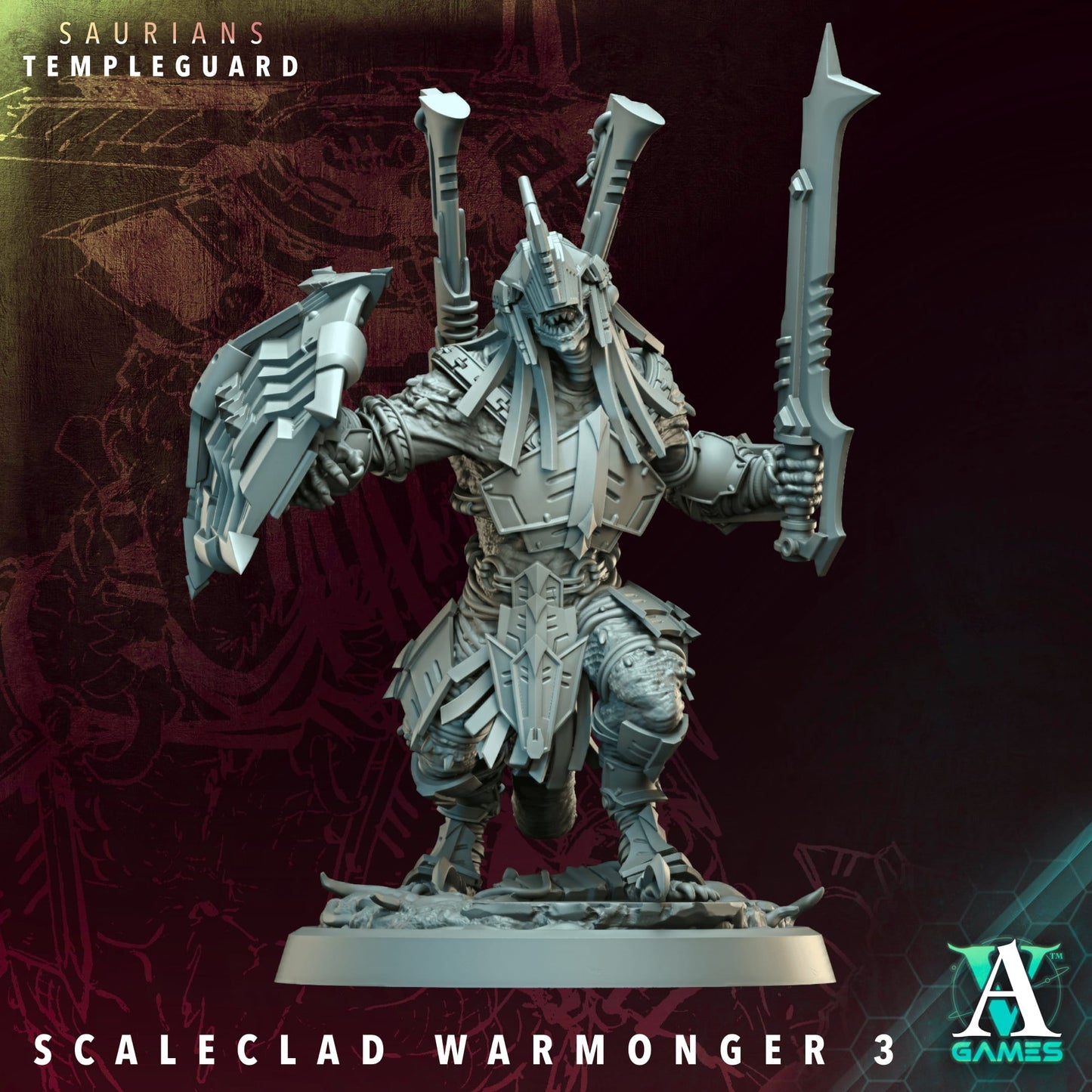 3D Printed Archvillain Games Scaleclad Warmonger - Saurians Templeguard 28 32mm D&D - 3D Printing Boss 