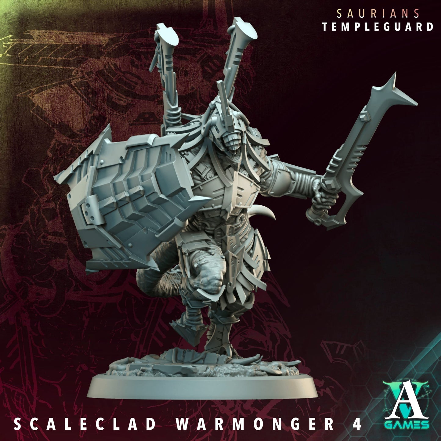 3D Printed Archvillain Games Scaleclad Warmonger - Saurians Templeguard 28 32mm D&D - 3D Printing Boss 