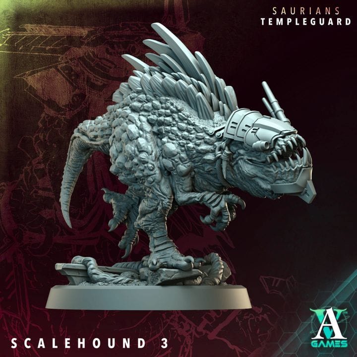 3D Printed Archvillain Games Scalehound - Saurians Templeguard 28 32mm D&D - 3D Printing Boss 