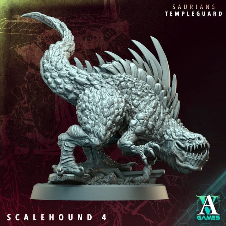 3D Printed Archvillain Games Scalehound - Saurians Templeguard 28 32mm D&D - 3D Printing Boss 