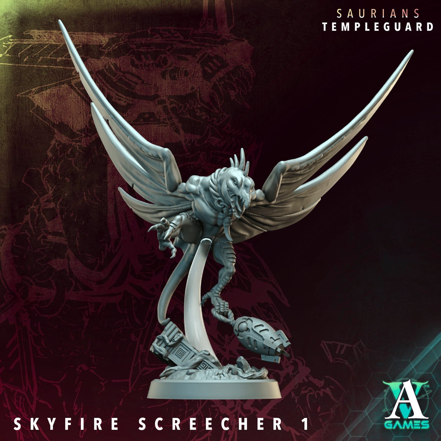3D Printed Archvillain Games Screecher  - Saurians Templeguard 28 32mm D&D - 3D Printing Boss 