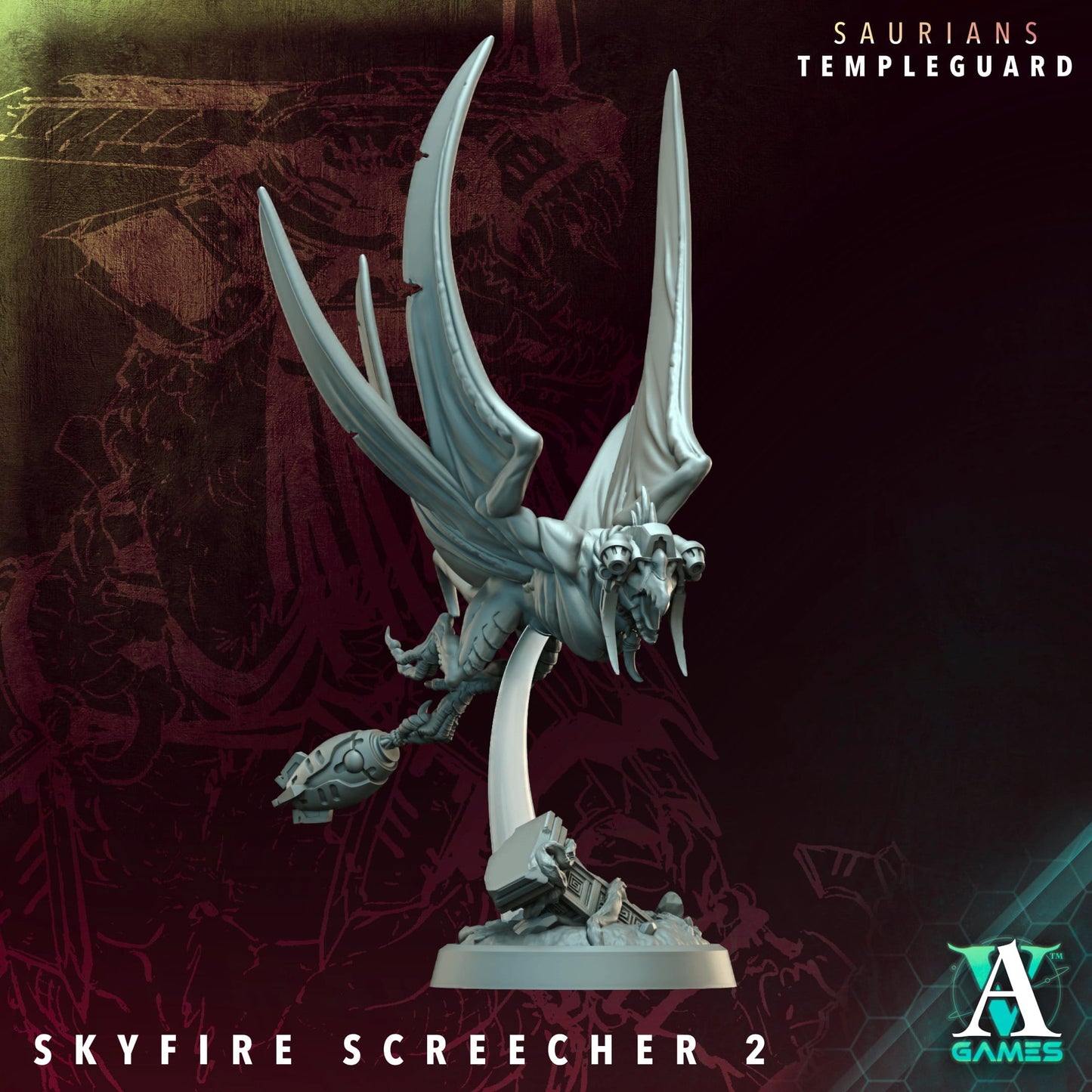 3D Printed Archvillain Games Screecher  - Saurians Templeguard 28 32mm D&D - 3D Printing Boss 