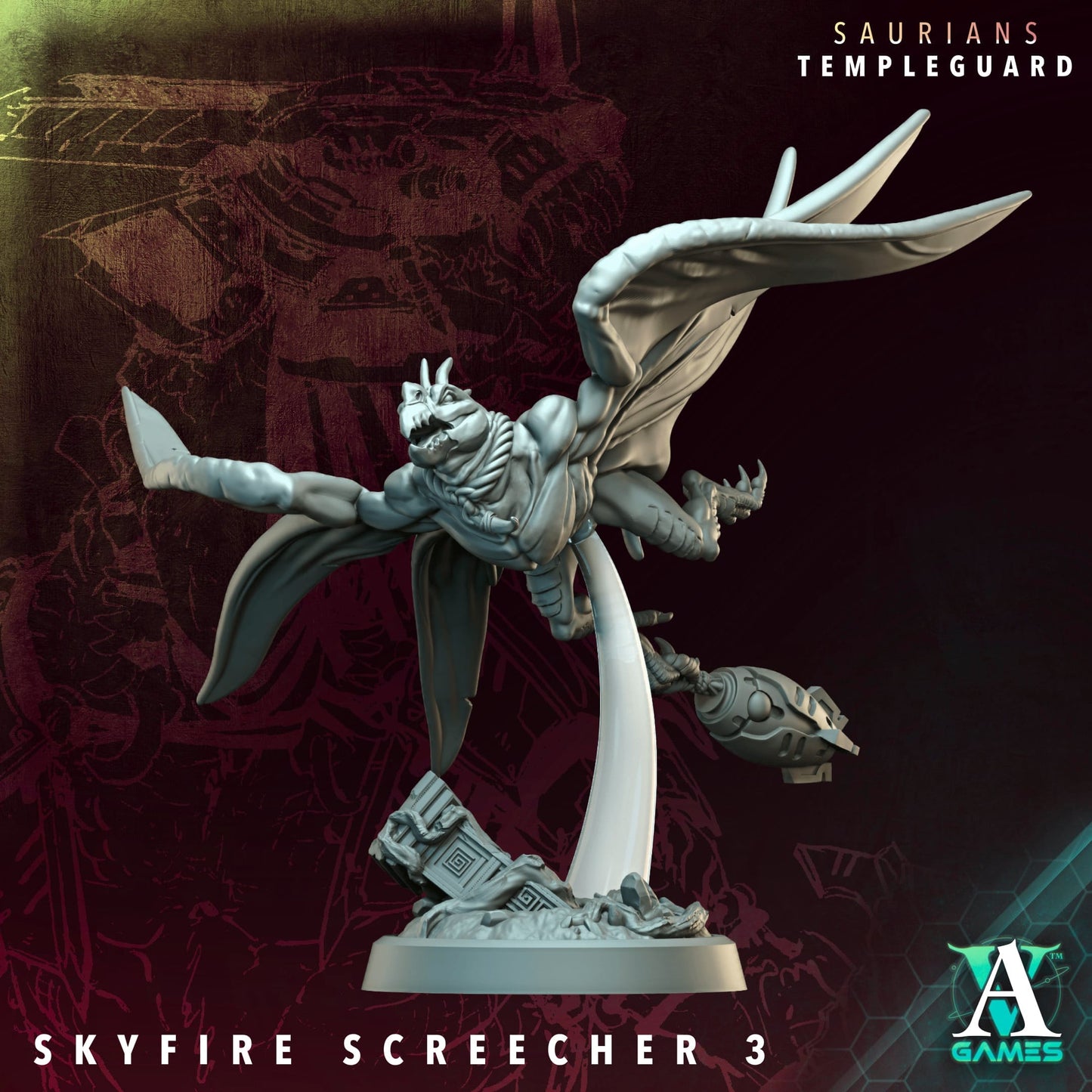 3D Printed Archvillain Games Screecher  - Saurians Templeguard 28 32mm D&D - 3D Printing Boss 