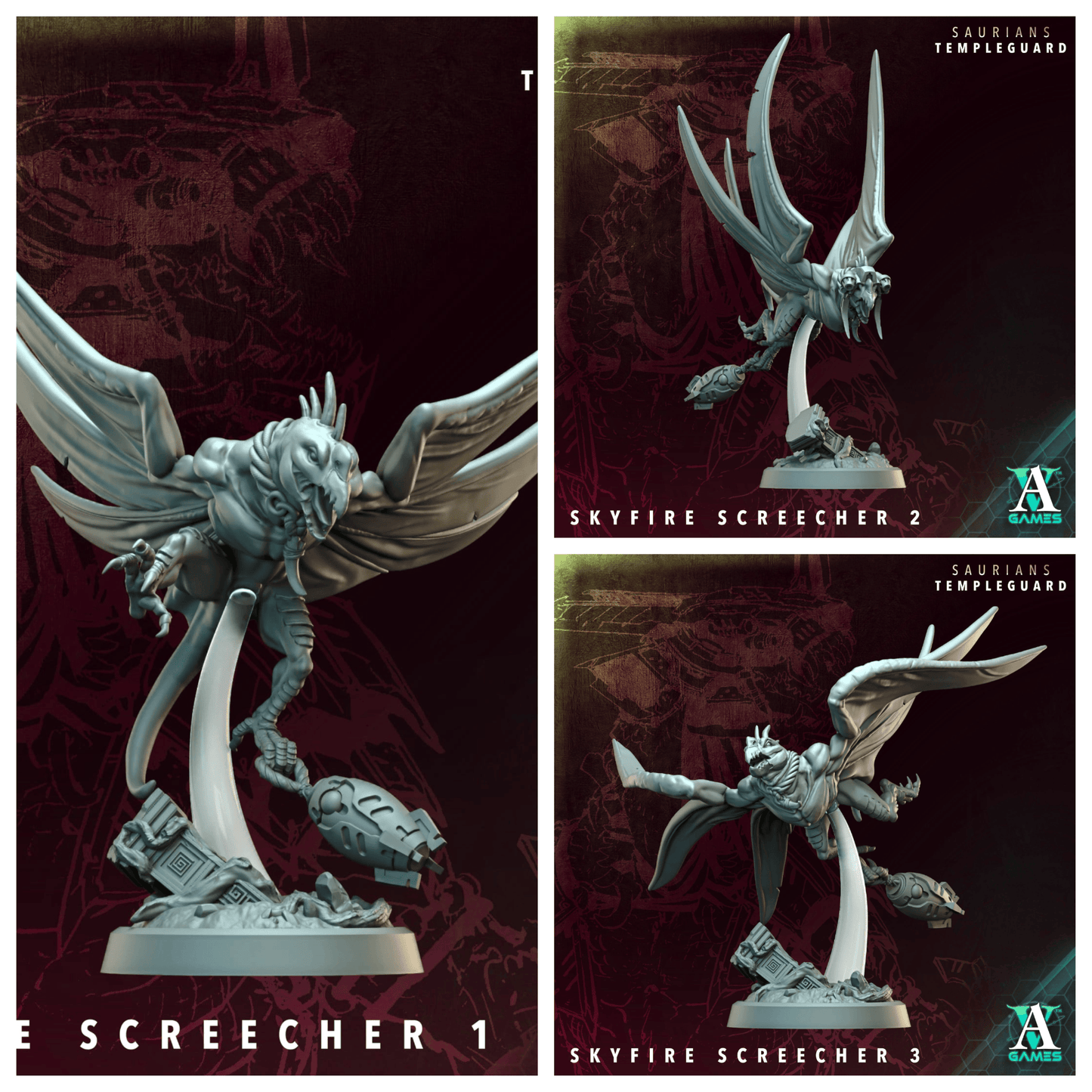 3D Printed Archvillain Games Screecher  - Saurians Templeguard 28 32mm D&D - 3D Printing Boss 