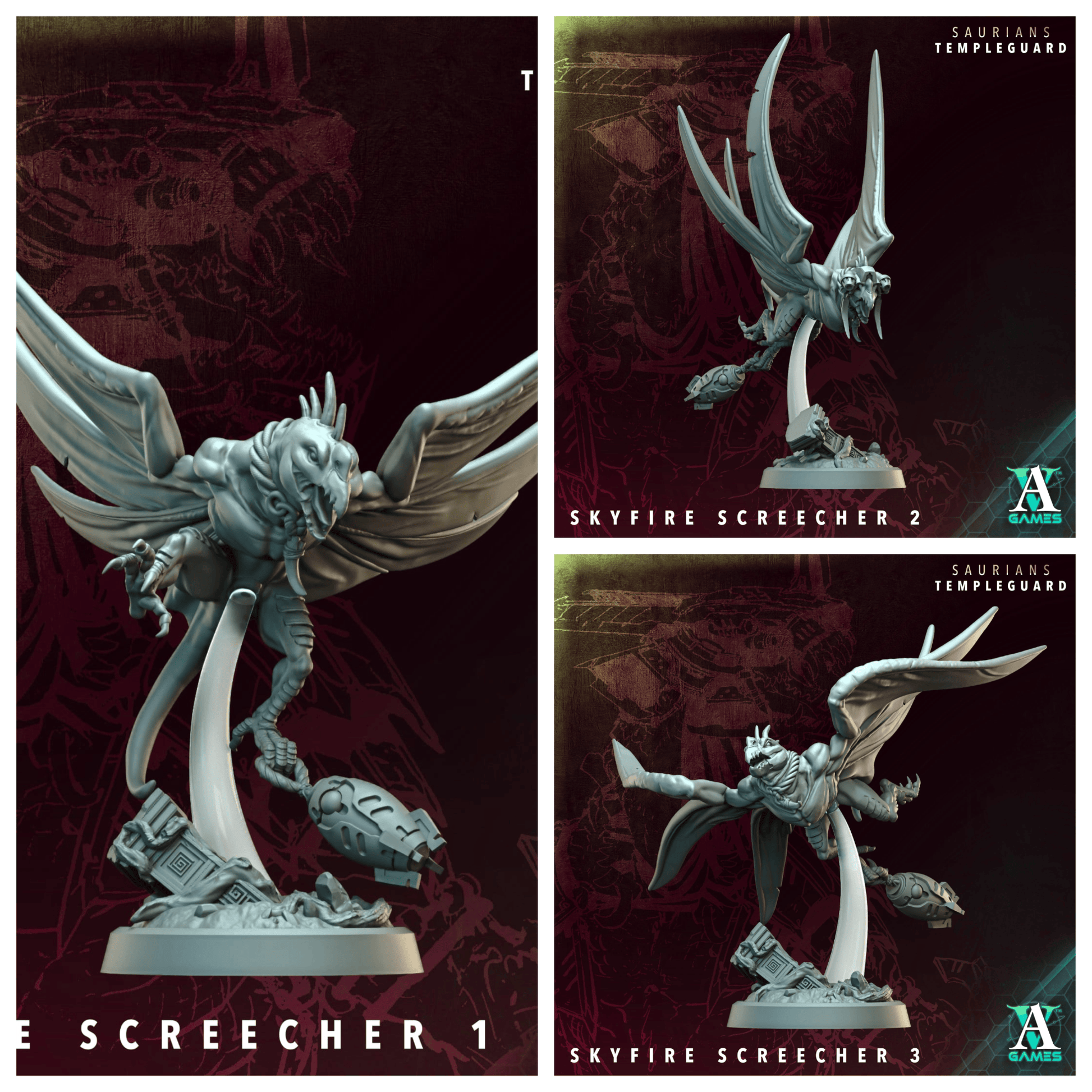 3D Printed Archvillain Games Screecher  - Saurians Templeguard 28 32mm D&D - 3D Printing Boss 