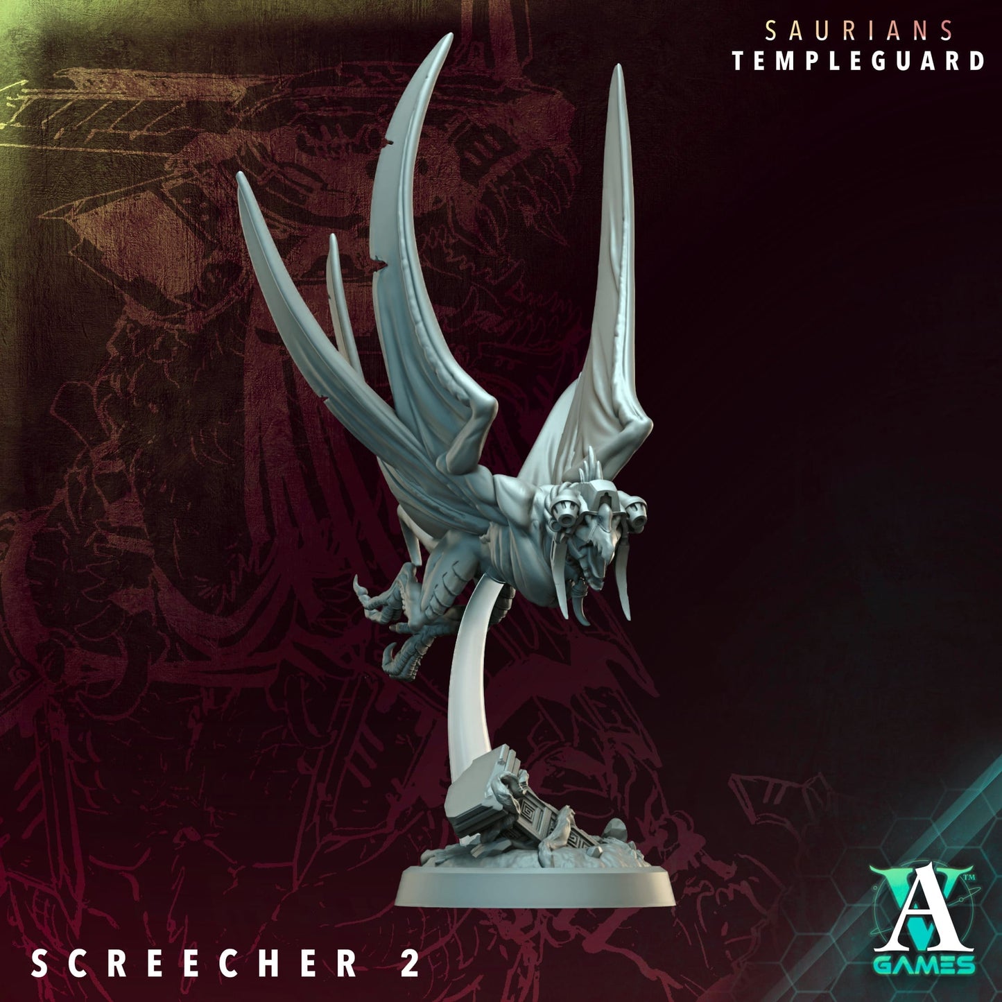 3D Printed Archvillain Games Screecher  - Saurians Templeguard 28 32mm D&D - 3D Printing Boss 