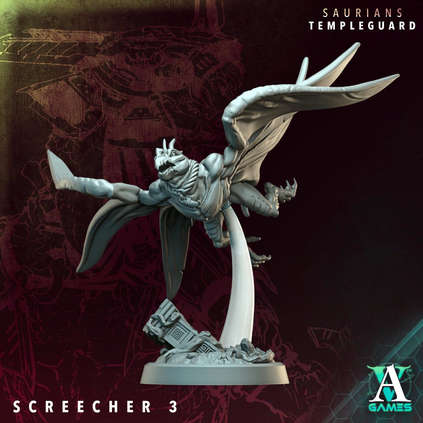 3D Printed Archvillain Games Screecher  - Saurians Templeguard 28 32mm D&D - 3D Printing Boss 