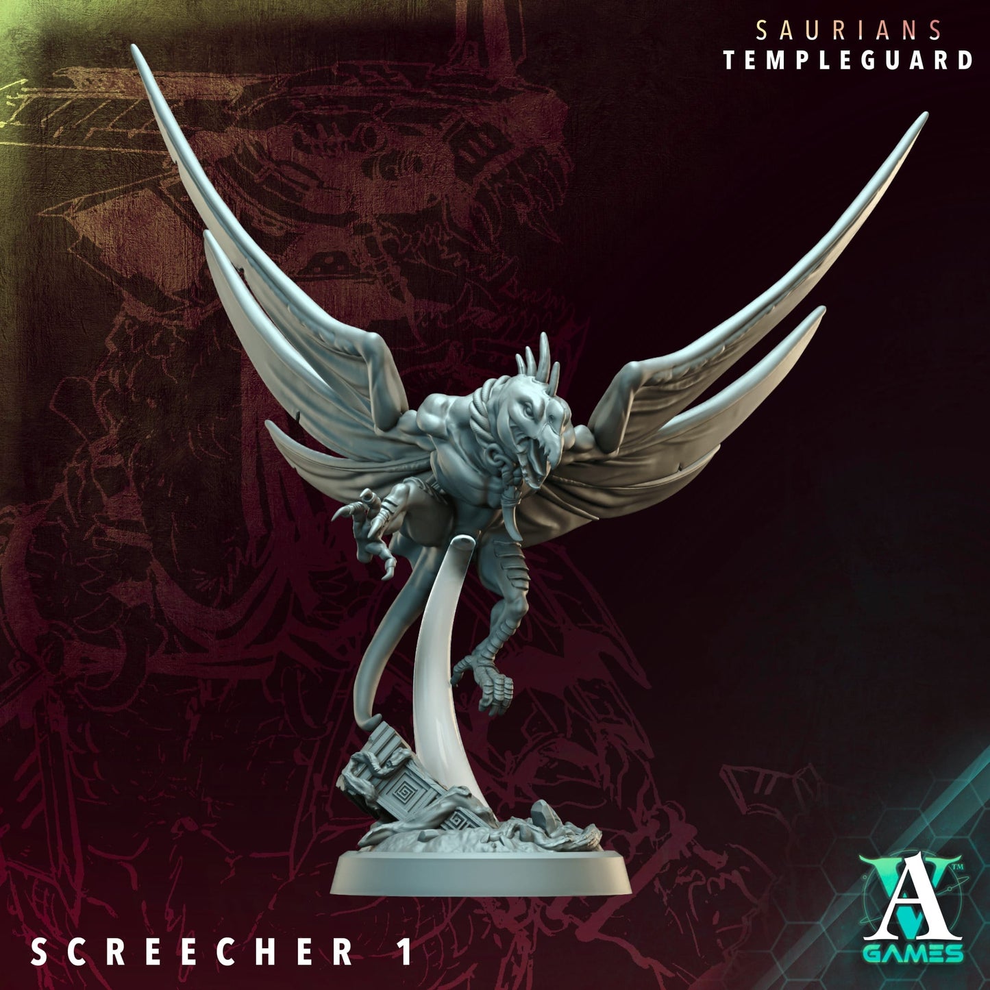 3D Printed Archvillain Games Screecher  - Saurians Templeguard 28 32mm D&D - 3D Printing Boss 