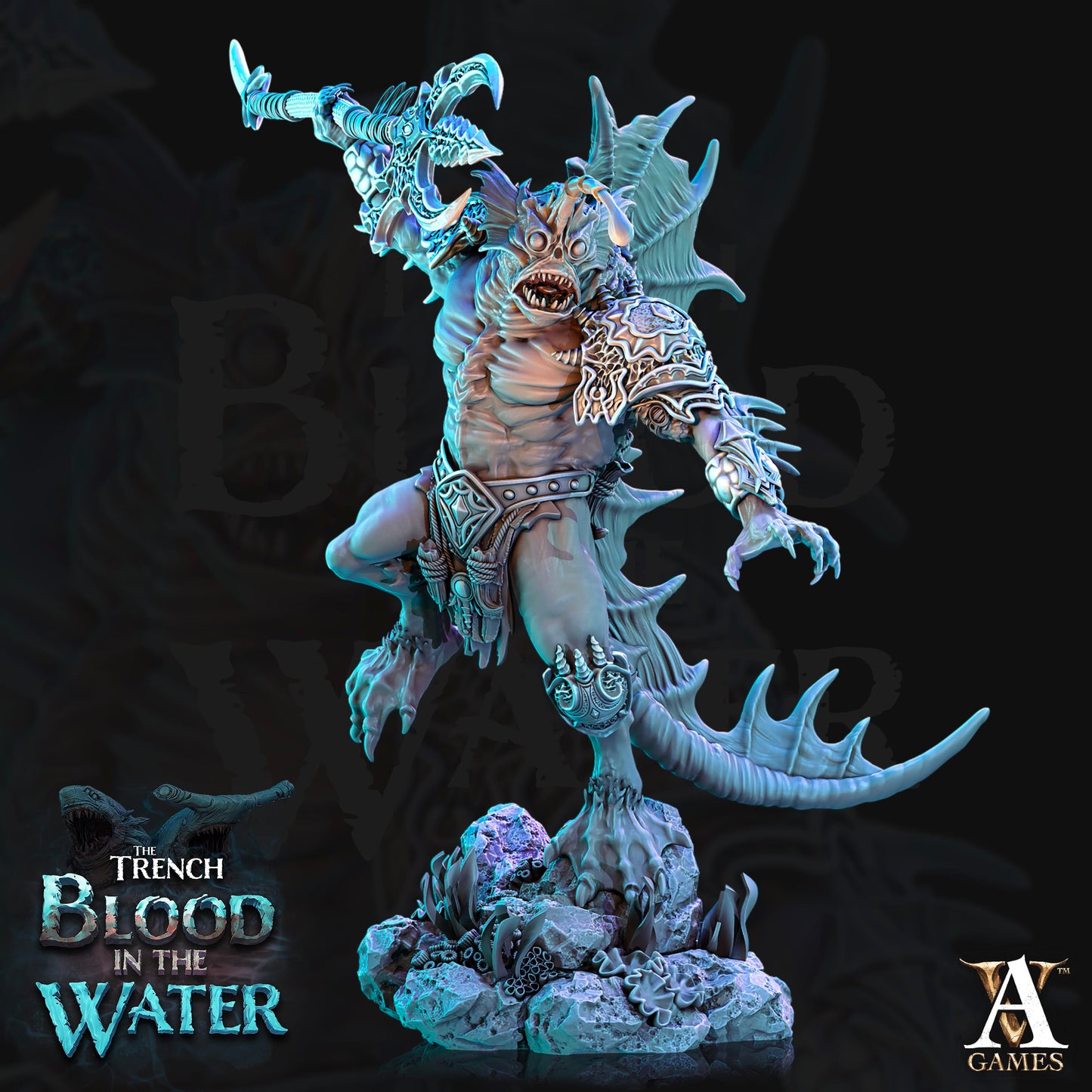 3D Printed Archvillain Games Shakarkha Seadevils The Trench Blood In the Water 28 32mm D&D - 3D Printing Boss 
