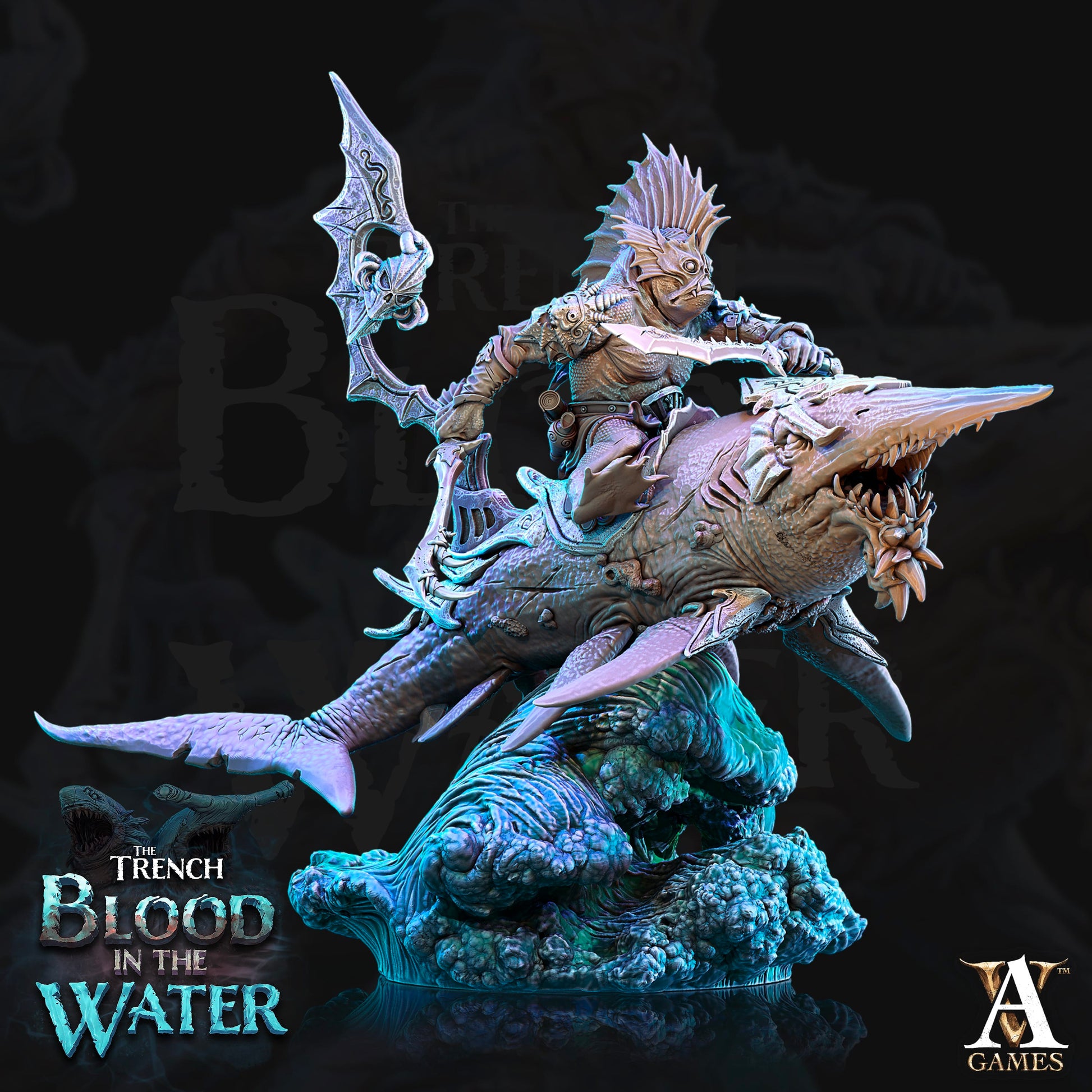 3D Printed Archvillain Games Shakarkha Sharktamers The Trench Blood In the Water 28 32mm D&D - 3D Printing Boss 