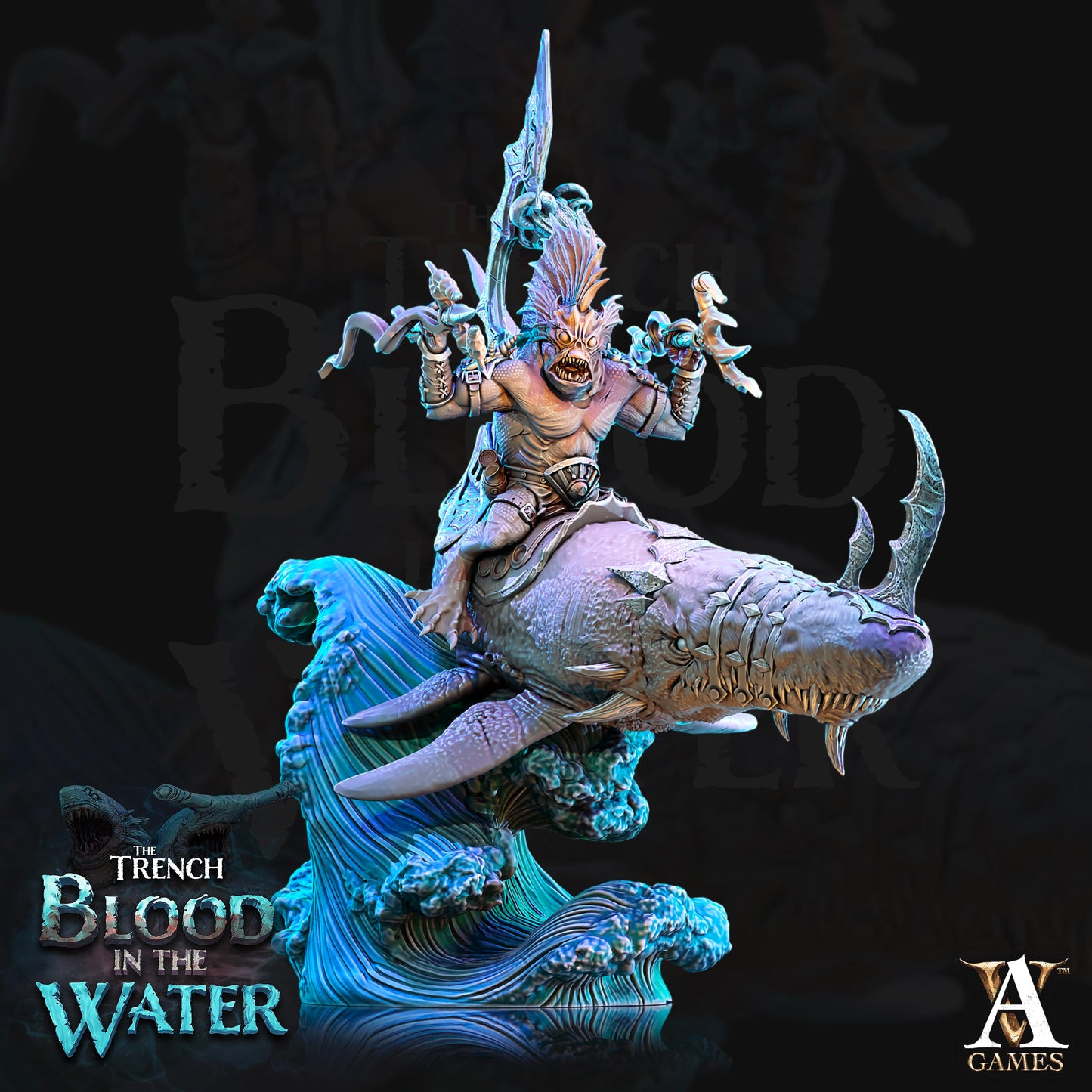 3D Printed Archvillain Games Shakarkha Sharktamers The Trench Blood In the Water 28 32mm D&D - 3D Printing Boss 
