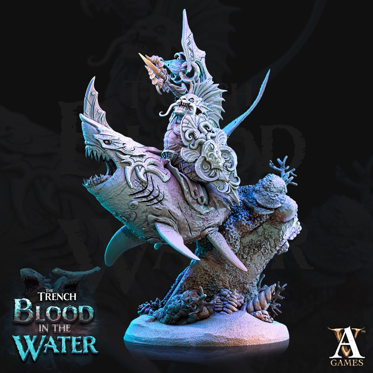 3D Printed Archvillain Games Shakarkha Sharktamers The Trench Blood In the Water 28 32mm D&D - 3D Printing Boss 