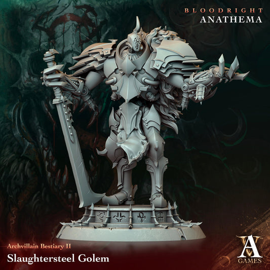 3D Printed Archvillain Games Slaughtersteel Golem Archvillain Bestiary Vol. II 28 32mm D&D - 3D Printing Boss 