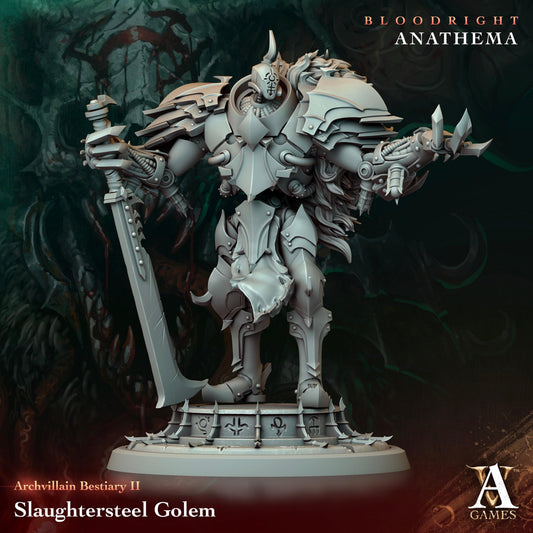 3D Printed Archvillain Games Slaughtersteel Golem Archvillain Bestiary Vol. II 28 32mm D&D - 3D Printing Boss 