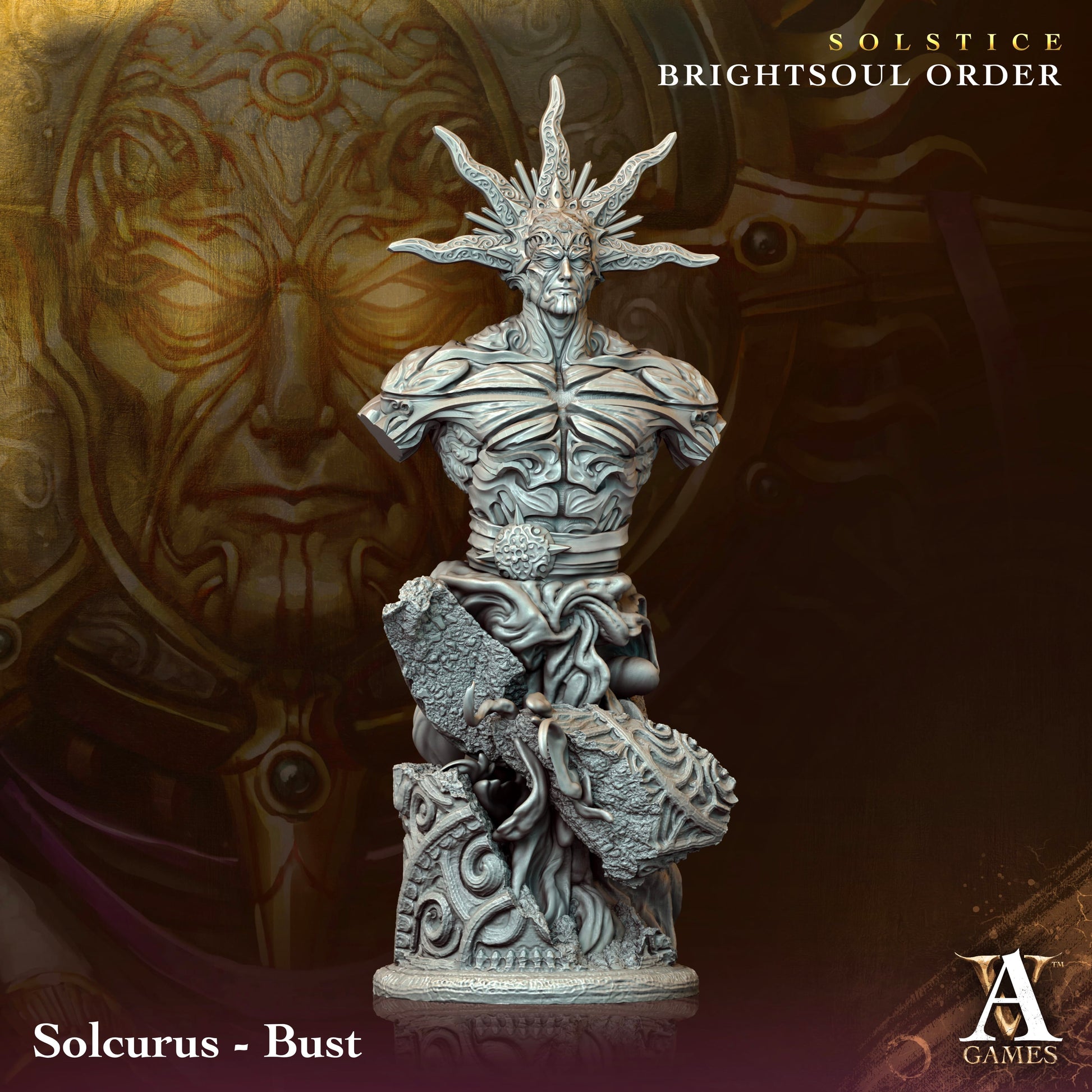 3D Printed Archvillain Games Solcurus Bust Solstice Ray of Sol Myr 28 32mm D&D - 3D Printing Boss 