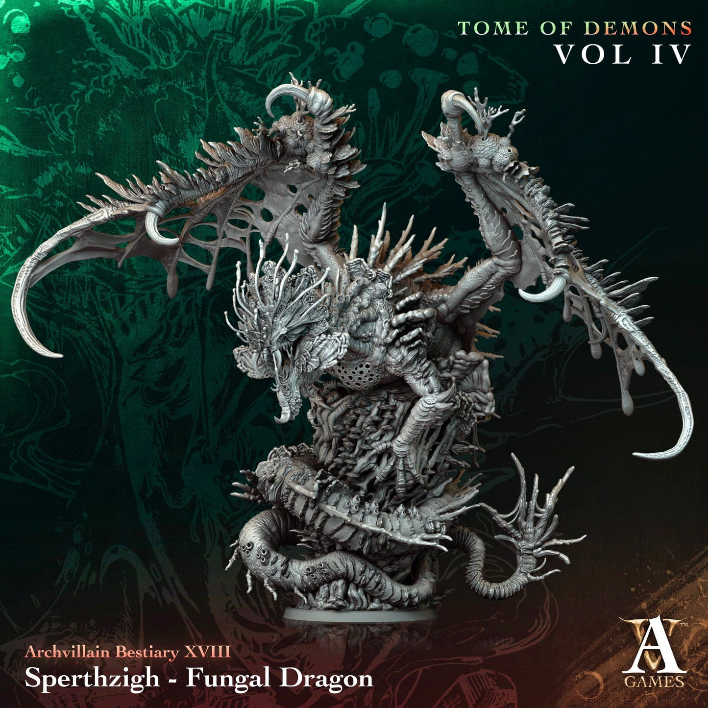 3D Printed Archvillain Games Sperthzigh - Fungal Dragon Hydra Archvillain Bestiary Vol. XVIII 28 32mm D&D - 3D Printing Boss 