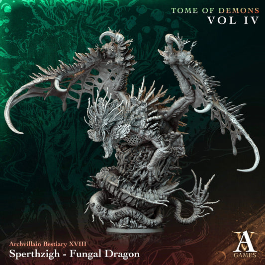 3D Printed Archvillain Games Sperthzigh - Fungal Dragon Hydra Archvillain Bestiary Vol. XVIII 28 32mm D&D - 3D Printing Boss 