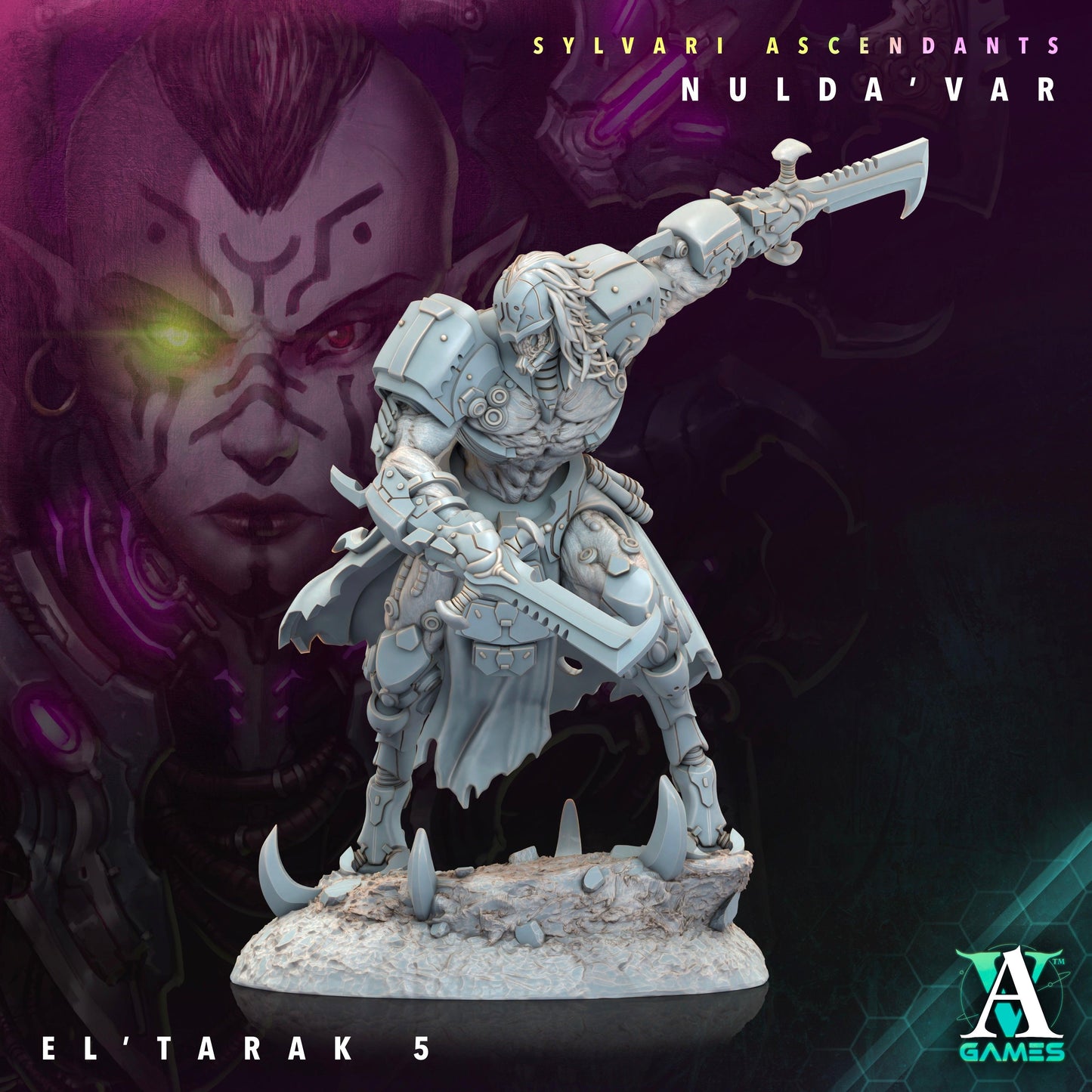 3D Printed Archvillain Games Sylvari Ascendants - Nulda Var El Tarak 28 32mm D&D - 3D Printing Boss 