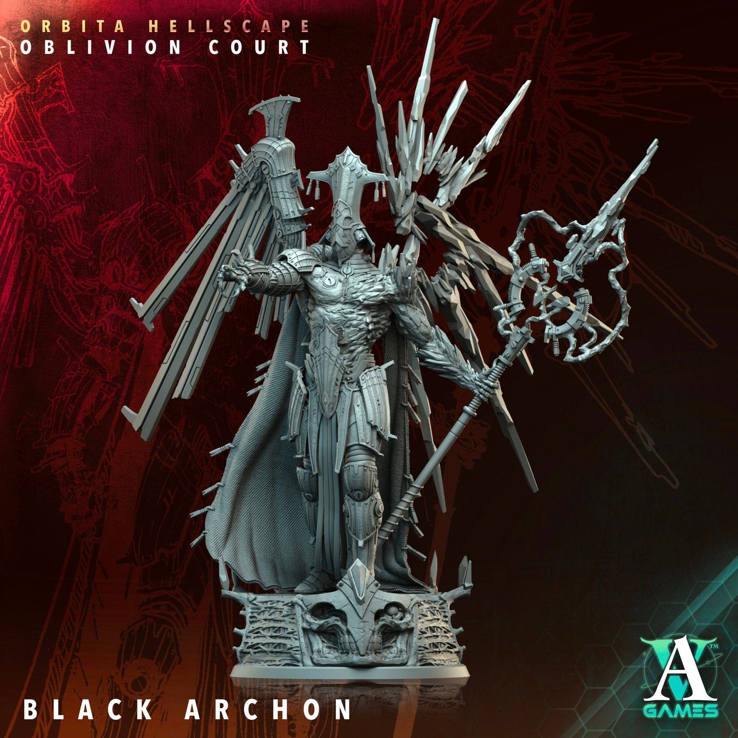 3D Printed Archvillain Games The Black Archon Orbita Hellscape Oblivion Court 28 32mm D&D - 3D Printing Boss 