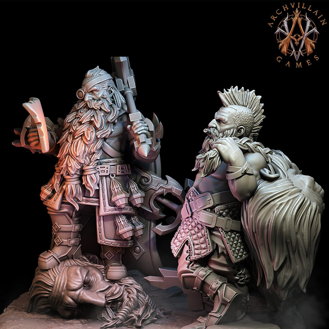 3D Printed Archvillain Games The Embergut Magma Lords - Giant Bane Brothers 28mm 32mm D&D - 3D Printing Boss 