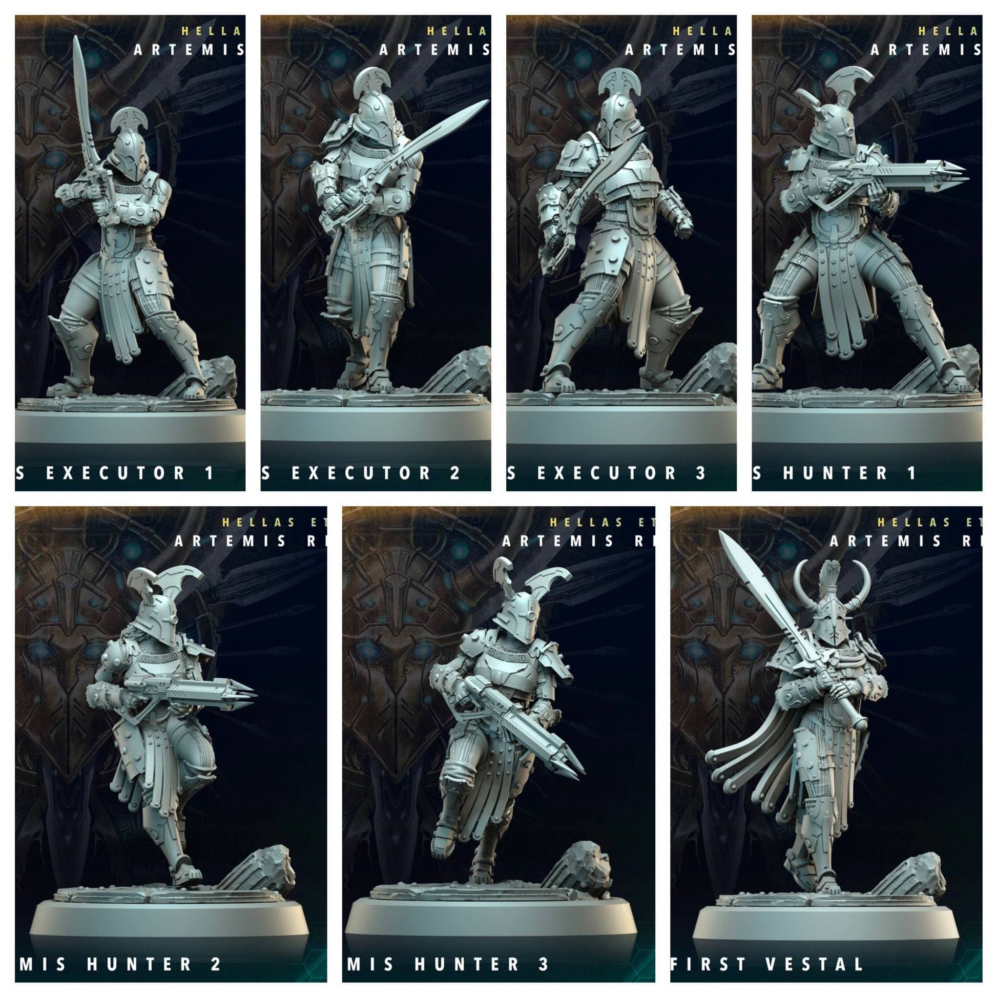 3D Printed Archvillain Games The First Vestal Artemis Hunters Executors Hellas Eternal Artemis Rising 28 32mm D&D - 3D Printing Boss 
