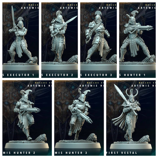 3D Printed Archvillain Games The First Vestal Artemis Hunters Executors Hellas Eternal Artemis Rising 28 32mm D&D - 3D Printing Boss 