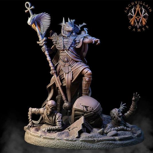 3D Printed Archvillain Games The God King Anubis The Empire of Sands 28 32mm D&D - 3D Printing Boss 