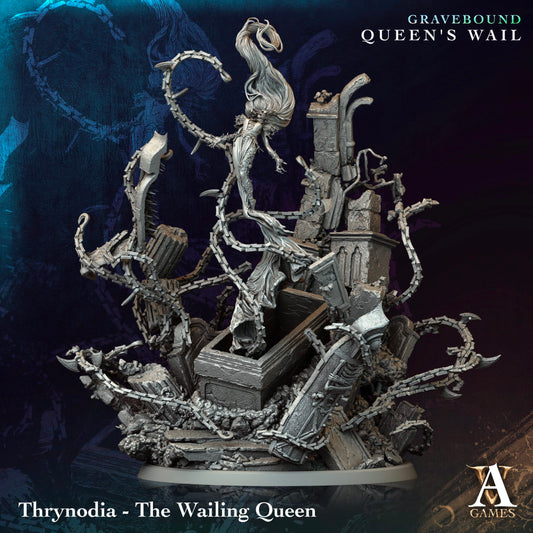 3D Printed Archvillain Games Thrynodia The Wailing Queen Gravebound Queen's Wail 28 32mm D&D - 3D Printing Boss 