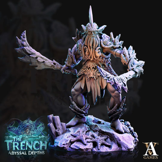 3D Printed Archvillain Games Triton Tribe Leaders The Trench Abyssal Depths 28 32mm D&D - 3D Printing Boss 