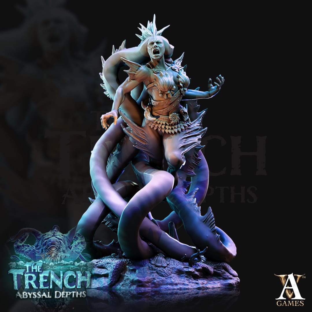3D Printed Archvillain Games Triton Tribe Leaders The Trench Abyssal Depths 28 32mm D&D - 3D Printing Boss 