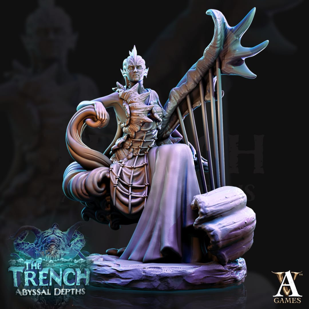 3D Printed Archvillain Games Triton Tribe Leaders The Trench Abyssal Depths 28 32mm D&D - 3D Printing Boss 