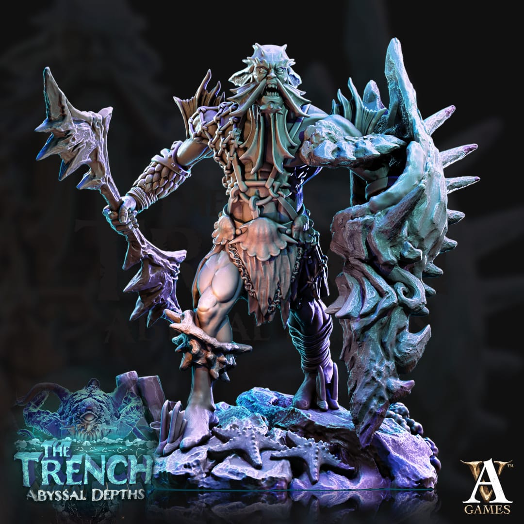 3D Printed Archvillain Games Triton Tribe Leaders The Trench Abyssal Depths 28 32mm D&D - 3D Printing Boss 