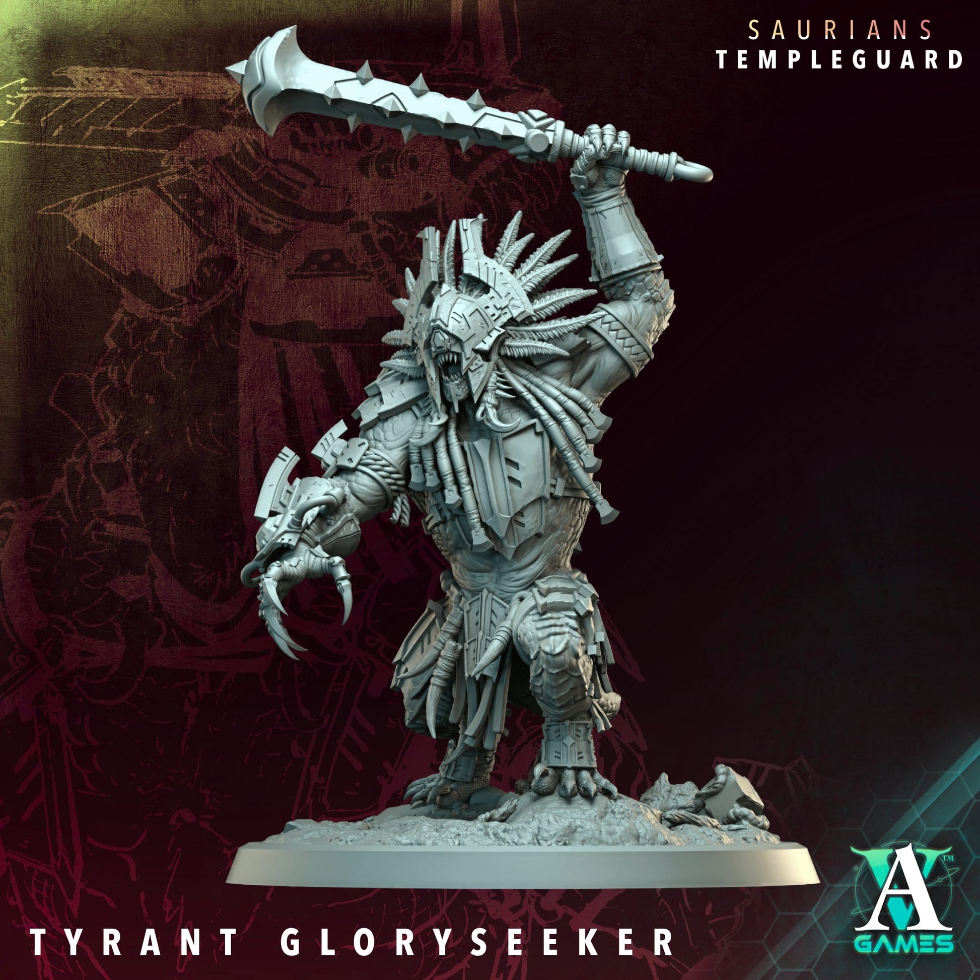 3D Printed Archvillain Games Tyrant Gloryseeker - Saurians Templeguard 28 32mm D&D - 3D Printing Boss 