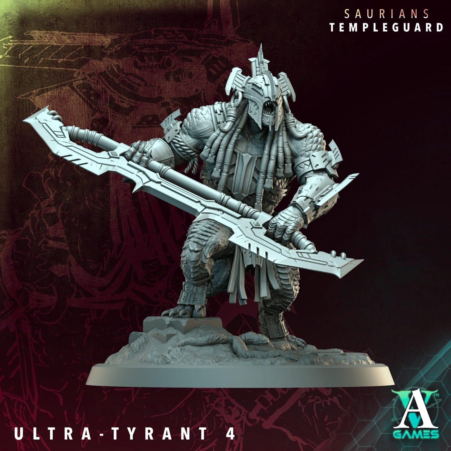 3D Printed Archvillain Games Ultra-Tyrant - Saurians Templeguard 28 32mm D&D - 3D Printing Boss 