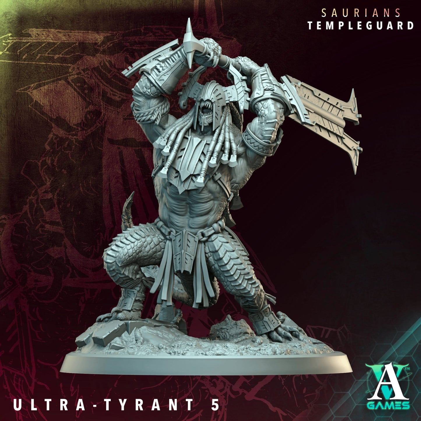 3D Printed Archvillain Games Ultra-Tyrant - Saurians Templeguard 28 32mm D&D - 3D Printing Boss 